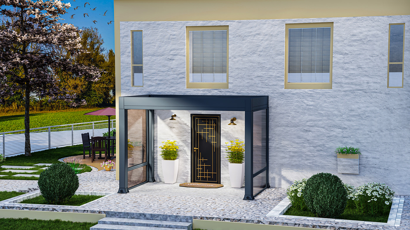 house Entrance Entry aluminium glass welcome landcape HOUSE DESIGN door VILLAENTRANCE
