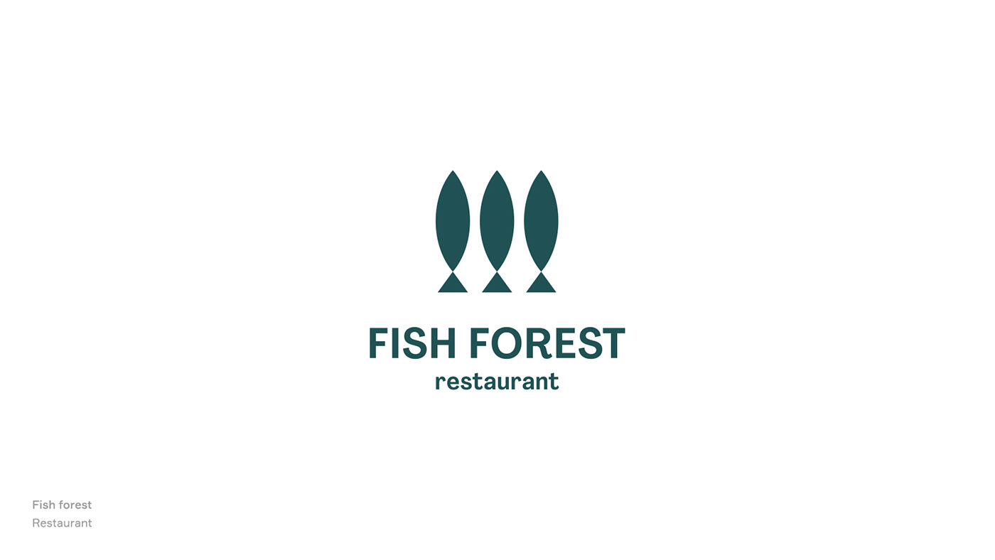 logo tree forest branding logotype logo mark restaurant fish sea marine sea ocean salmon symbol лого