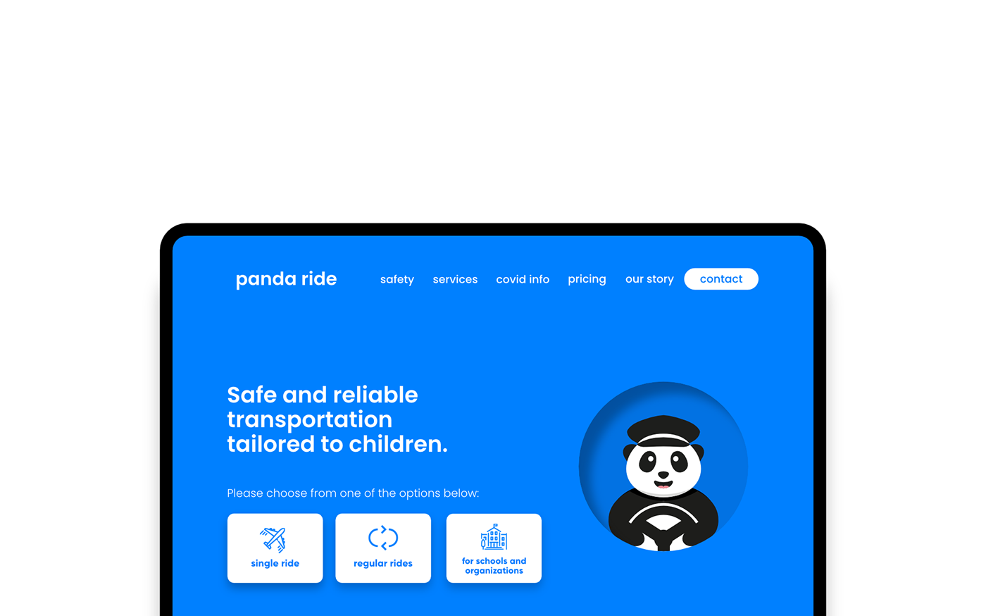 airport blue bus design Panda  ride Transport Travel UI/UX Website
