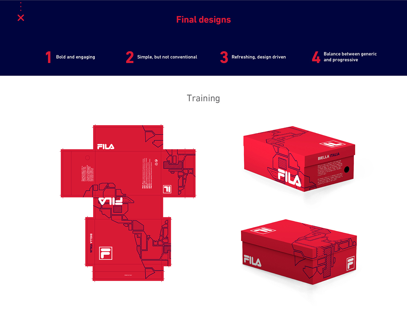 fila sports lifestyle training footwear Packaging Italy India box
