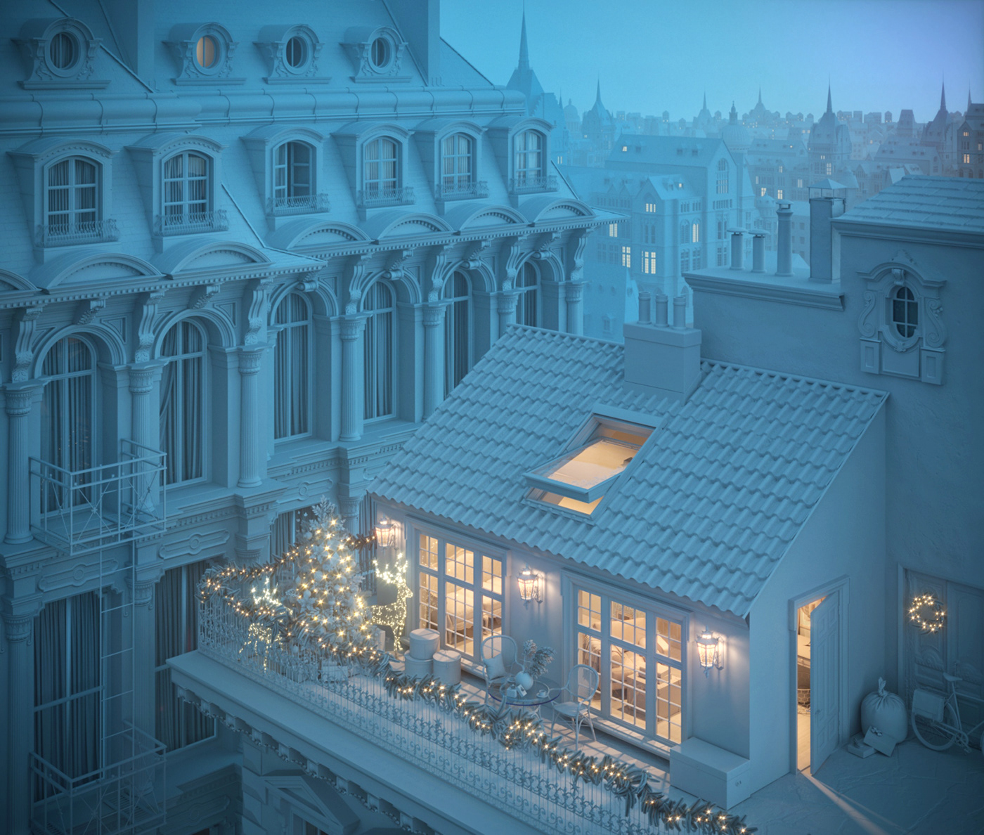 architecture archvis 3D Christmas winter holidays Render visualization new year art