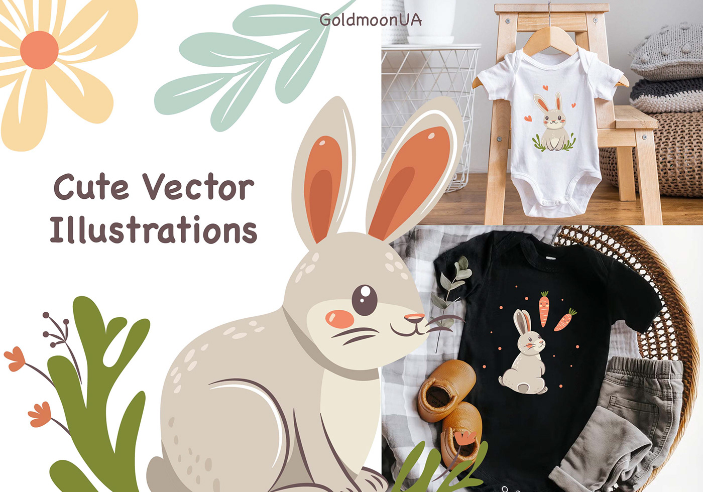 cartoon rabbits bunnies cute vector ILLUSTRATION  Digital Art  Character design  clipart pattern