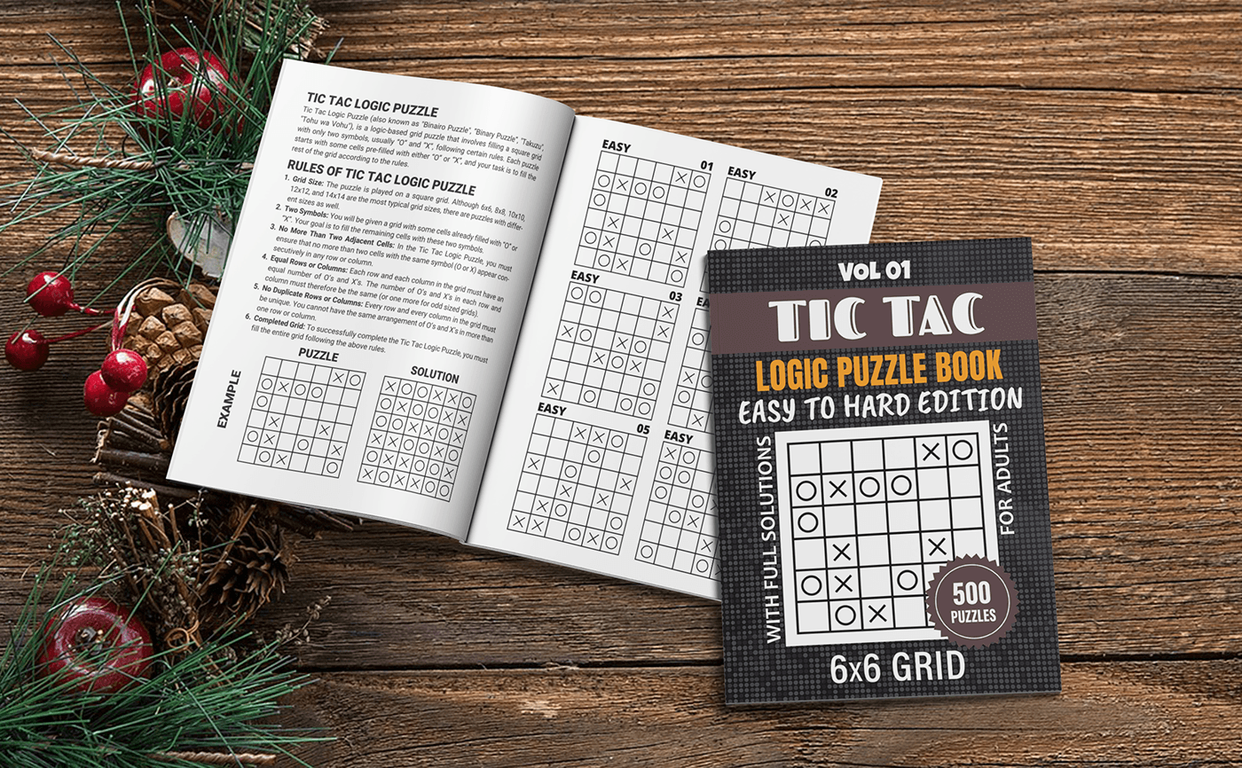 Tic Tac Logic Puzzle Book For Adults 6x6 Grid Edition Vol 01