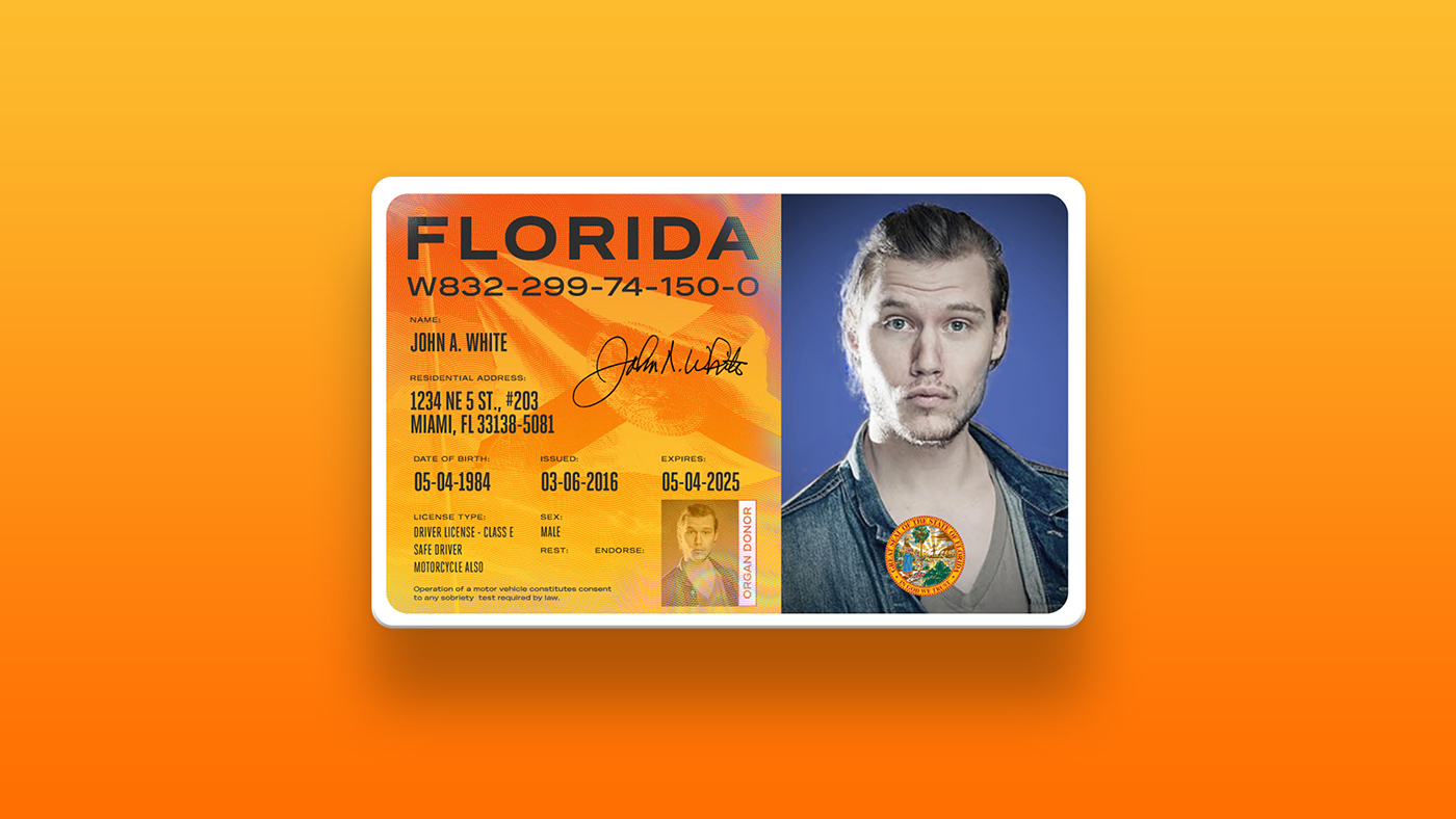 redesign florida license driver Layout graphic design identification card