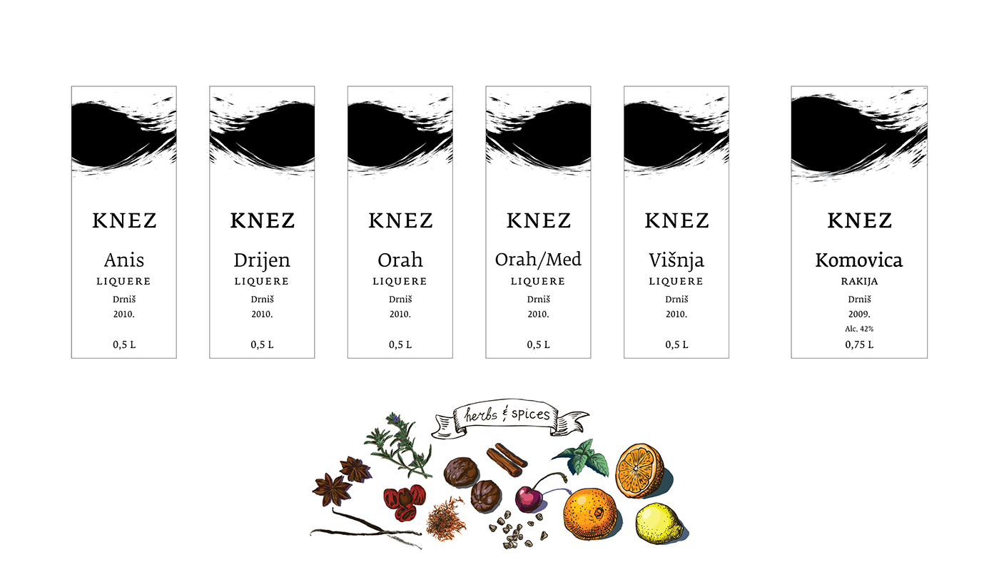Liquere Labels Brandy Alcoholic Beverage Herbs & Spices Ethno Croatian Brandy black & white Natural Product
