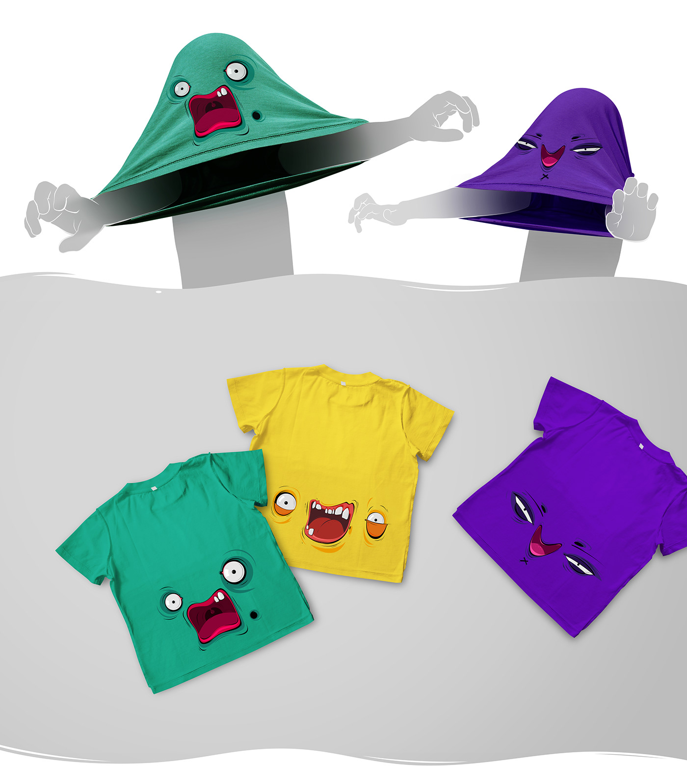 funny t-shirt print game children ILLUSTRATION  monster face baby goods