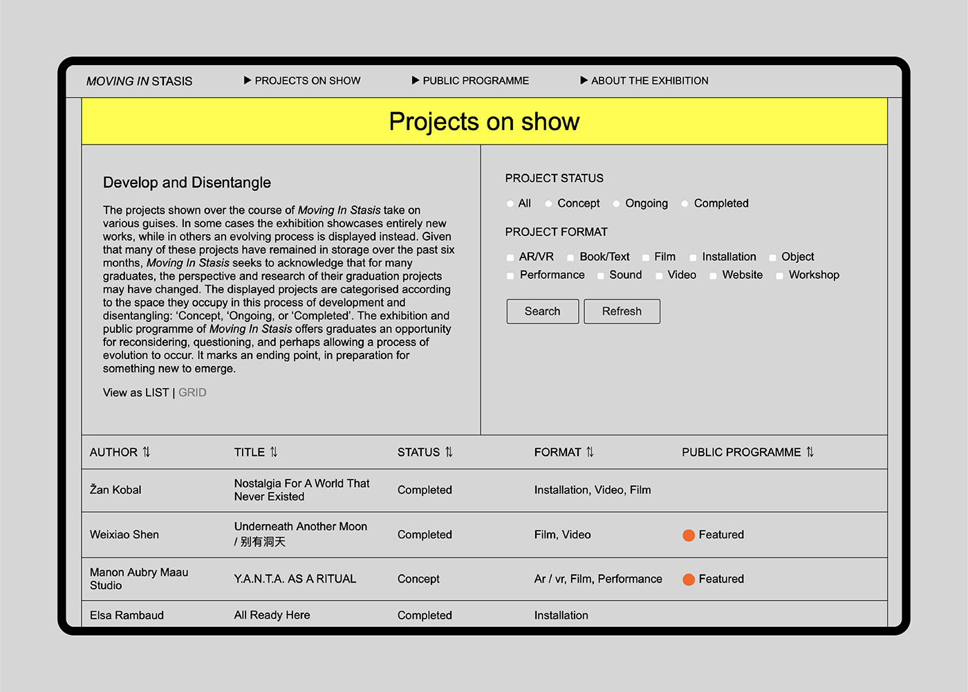 design Exhibition  floorplan installation interactive projection Radio Streaming Webdesign Website