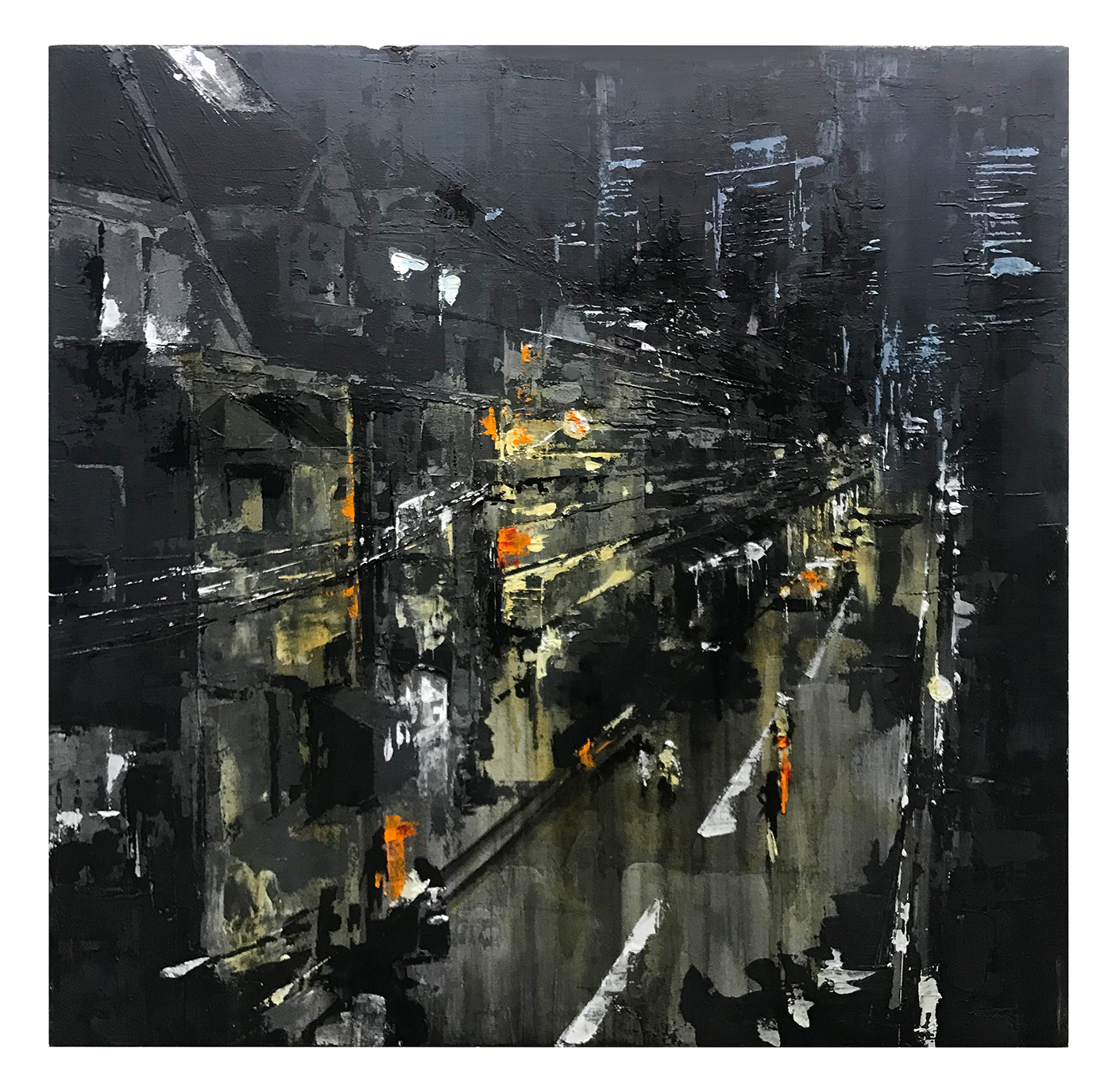abstract acrylic cityscape painting   stonyfingers streetscape