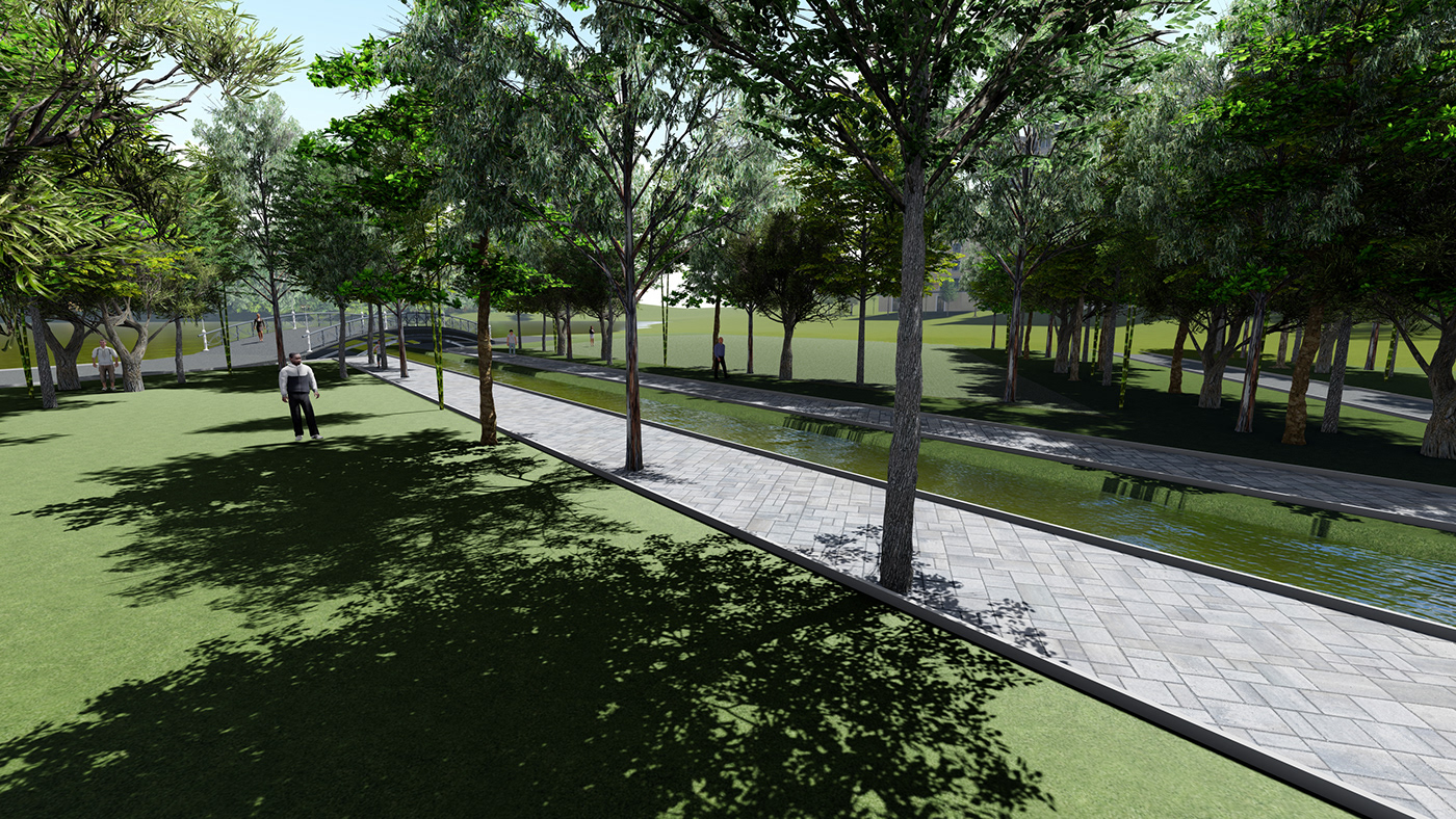 Dig up an old river in the Ternopil Park
  Sketch proposal. Preliminary visualization