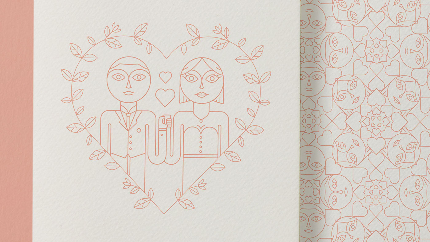 Stationery ILLUSTRATION  wedding birth announcement design vector print pantone
