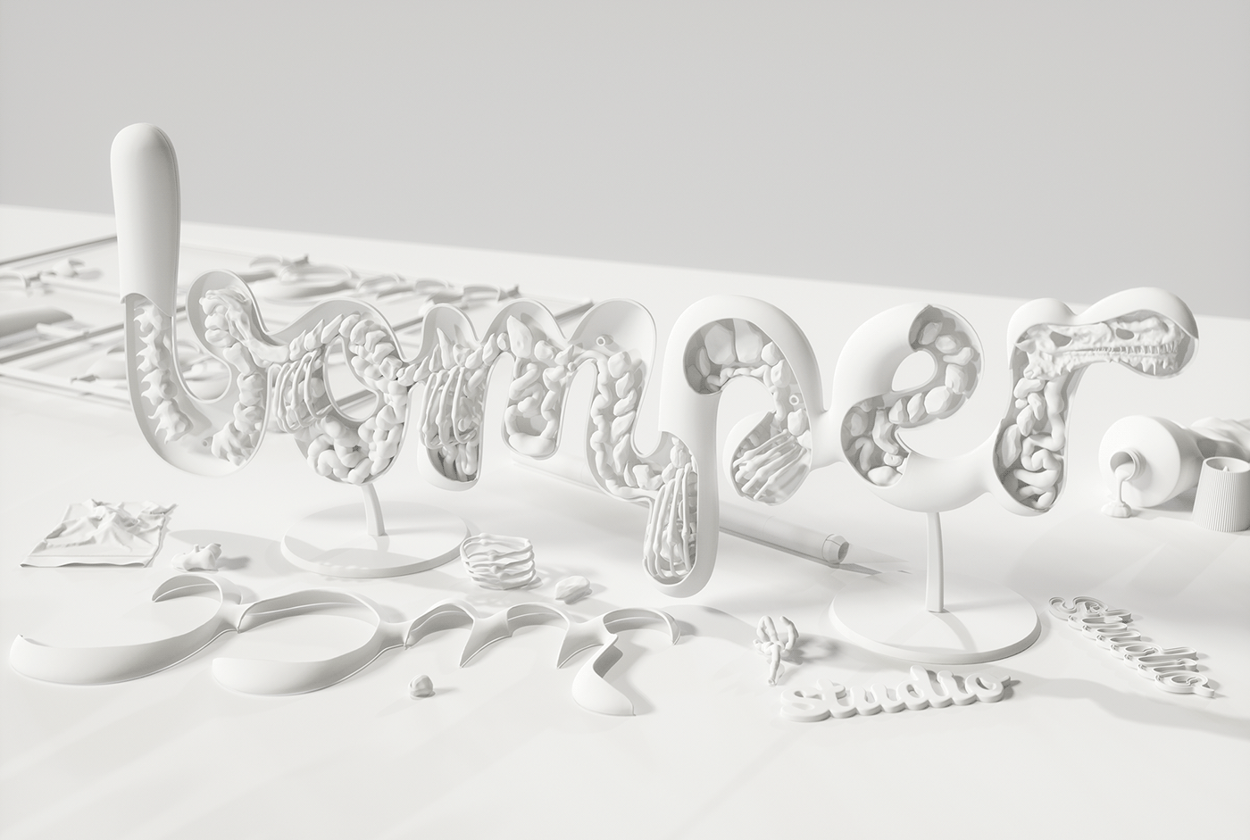 octane 3D ILLUSTRATION  skull bones science CGI organs model Ident