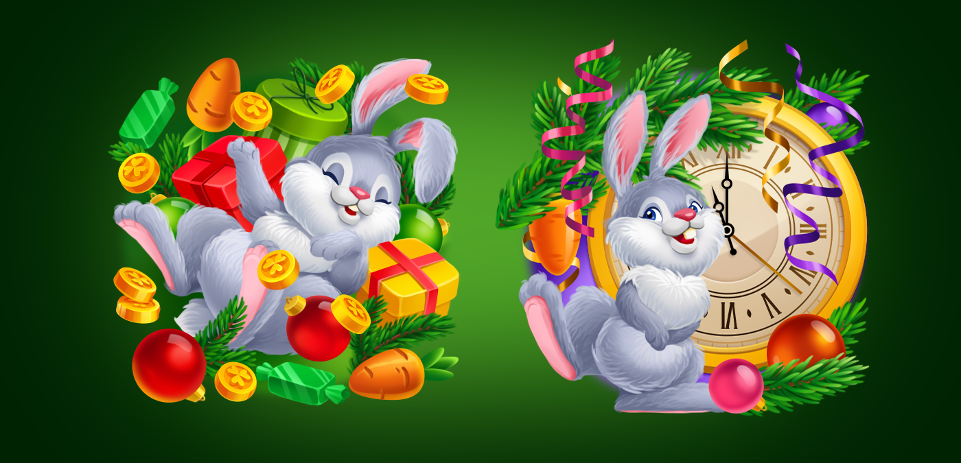 ILLUSTRATION  sticker Christmas bunny Character design  Drawing  rabbit
