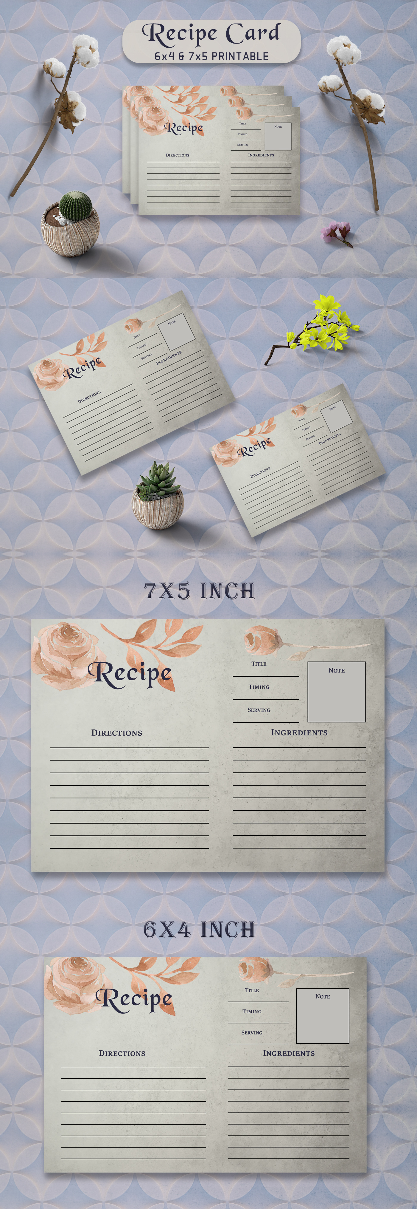 Free Brown Floral Recipe Card is a unique and modern floral template with muddy touch.