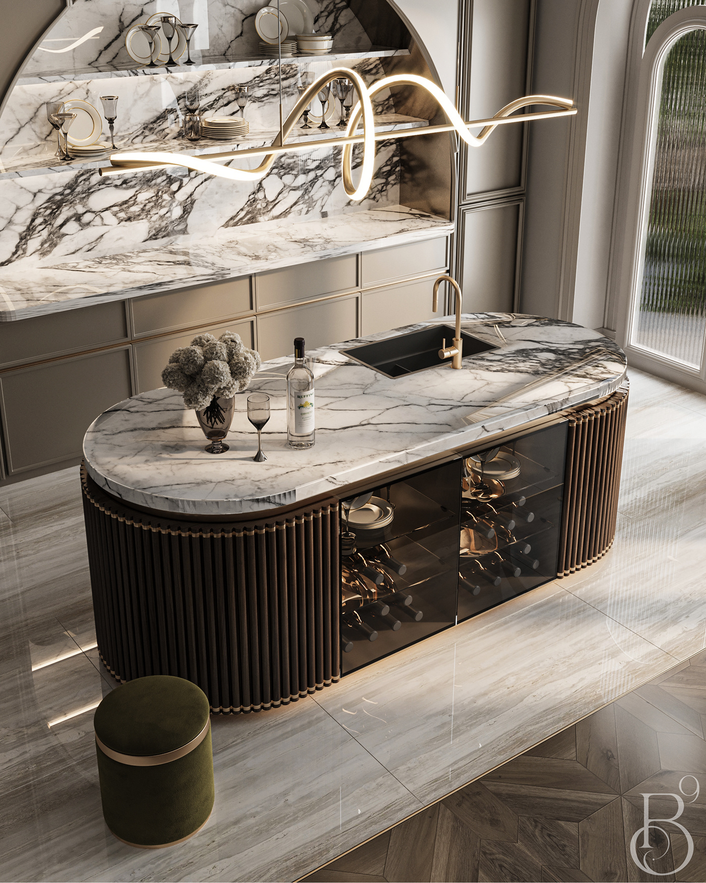 kitchen kitchen design Interior architecture Render visualization interior design  modern 3ds max corona