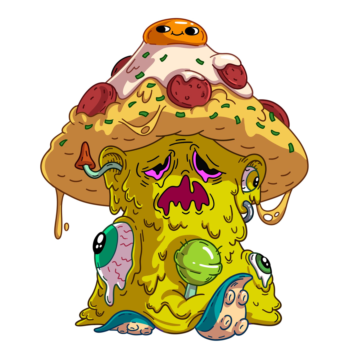 nft mushroom psychedelic ILLUSTRATION  Digital Art  cartoon Character design  digital illustration