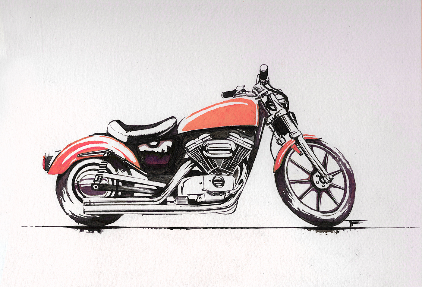Harley-Davidson Ink drawing.