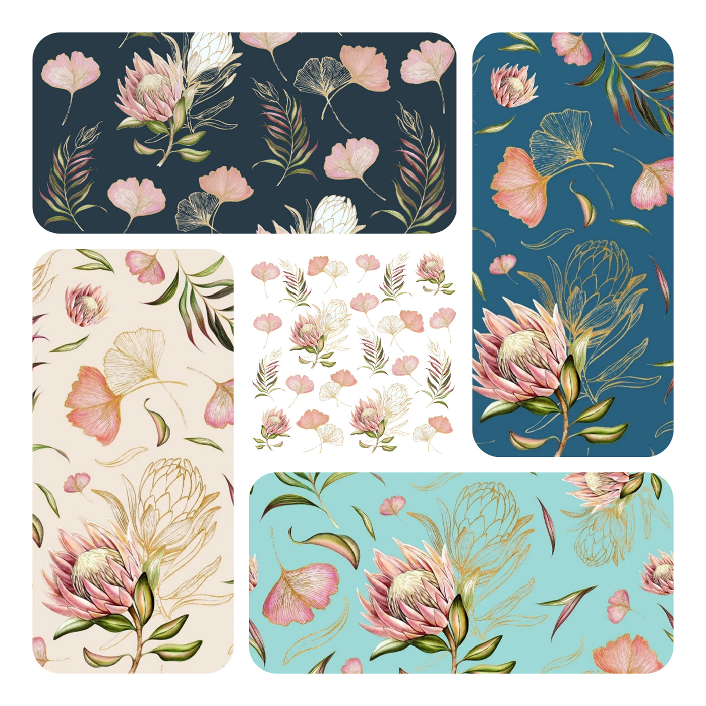 textile watercolor illustration wallpaper pattern wall botanical illustration room Botanical Pattern