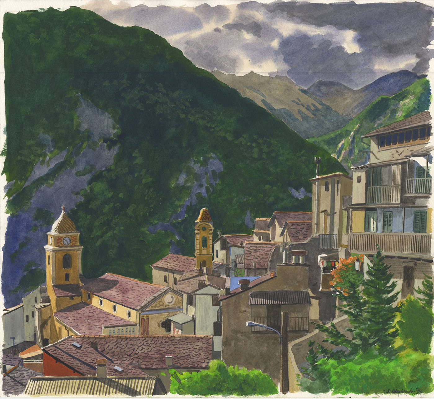 Drawing  Europe france Landscape mountains painting   Realism romania Switzerland