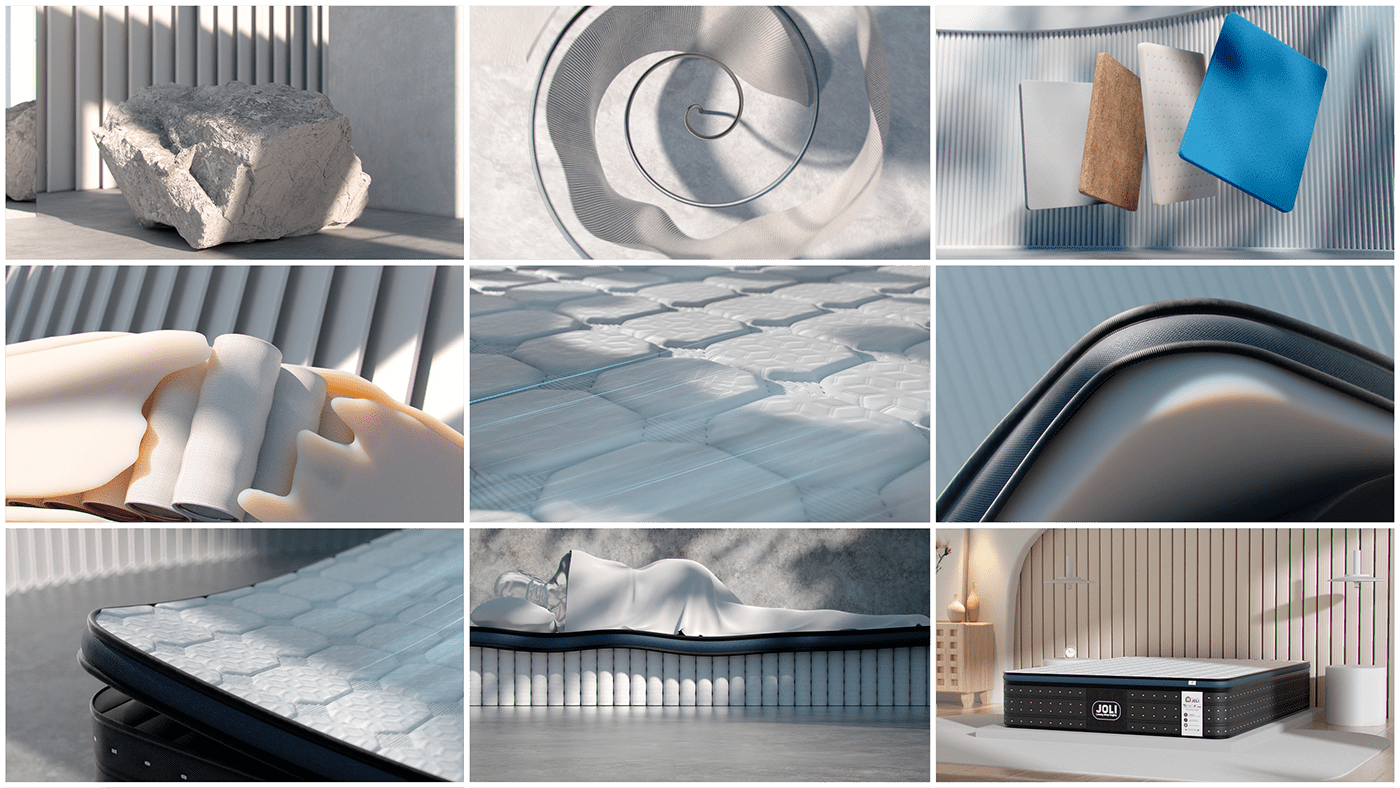3D animation  bed c4d CGI Interior mattress motion graphics  octane Render