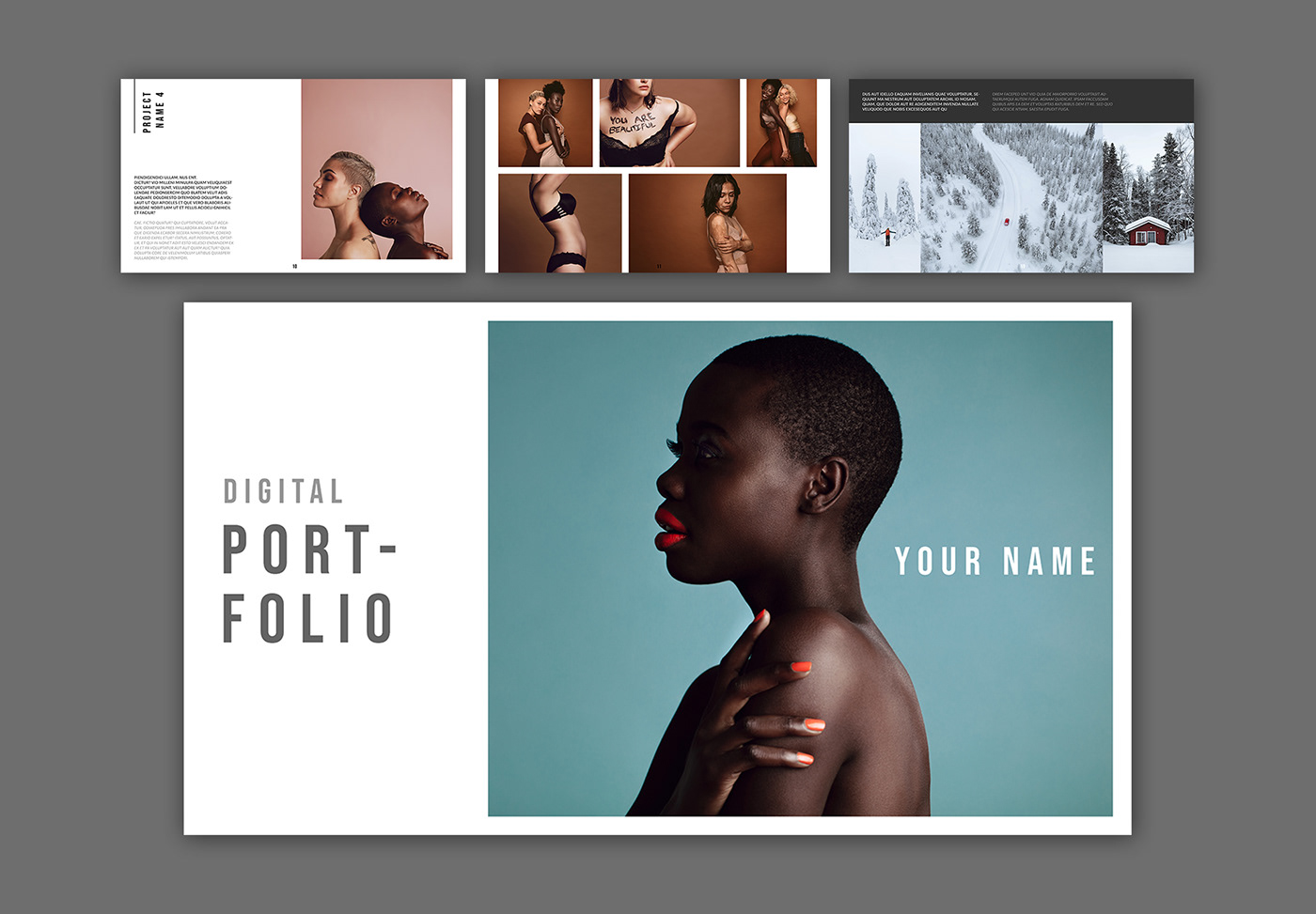 design digital Fashion  Layout Photography  portfolio portrait presentation template assets