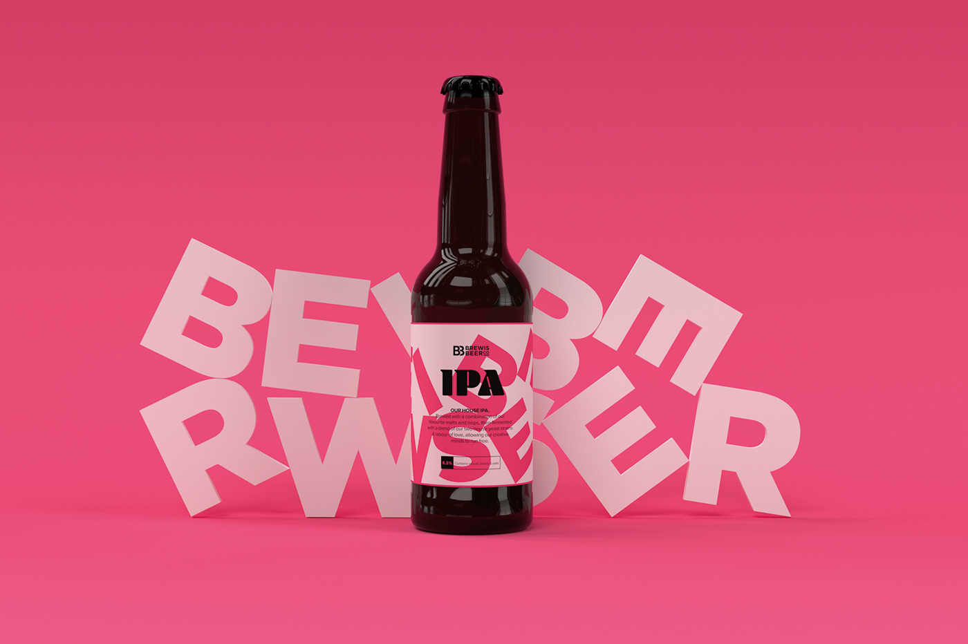 3D beer brand branding  brew logo Packaging poster bottle colour