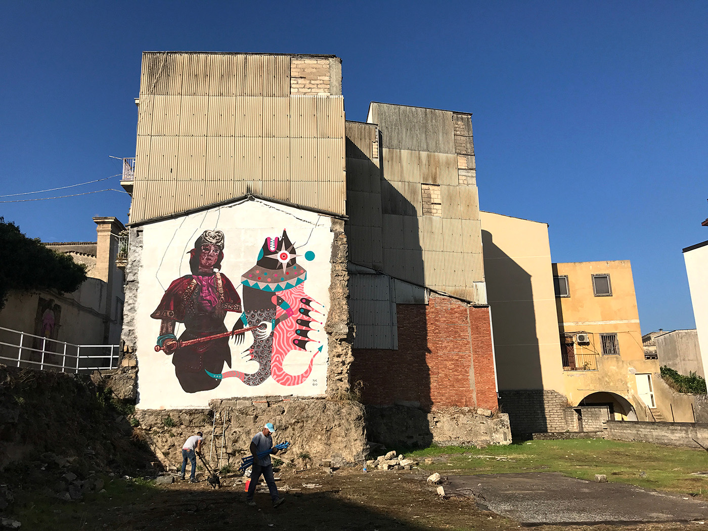 art Street Art  Ruggero orca Pupi traditional War color sicily urban art