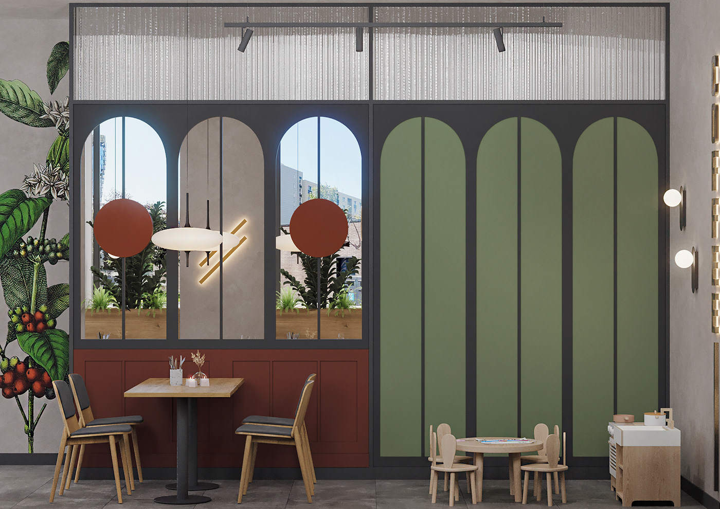 interior design  coffee shop Coffee restaurant painting   concrete color Pizza Italy bar