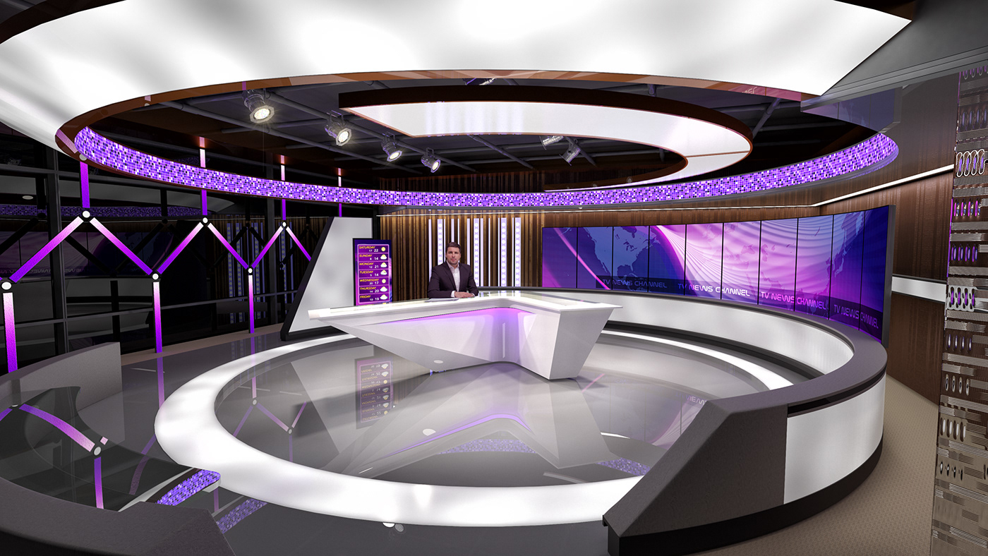 studio broadcast interactive tv station tv Iran IRAN INTERNATIONAL 3D Rendering 3D walkthrough