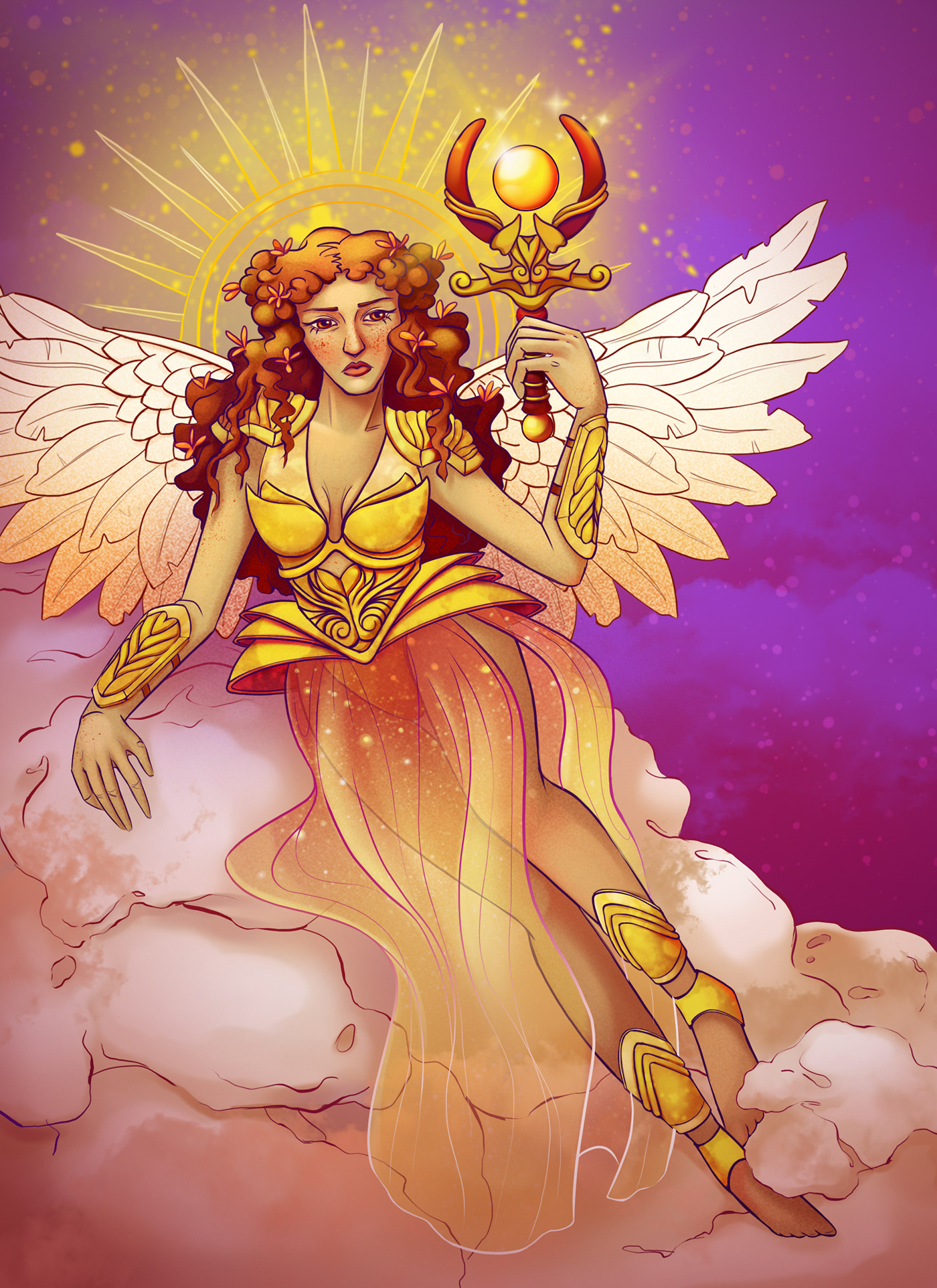 2D stylized angel Sun Character design  illustration art tarot Digital Artwork