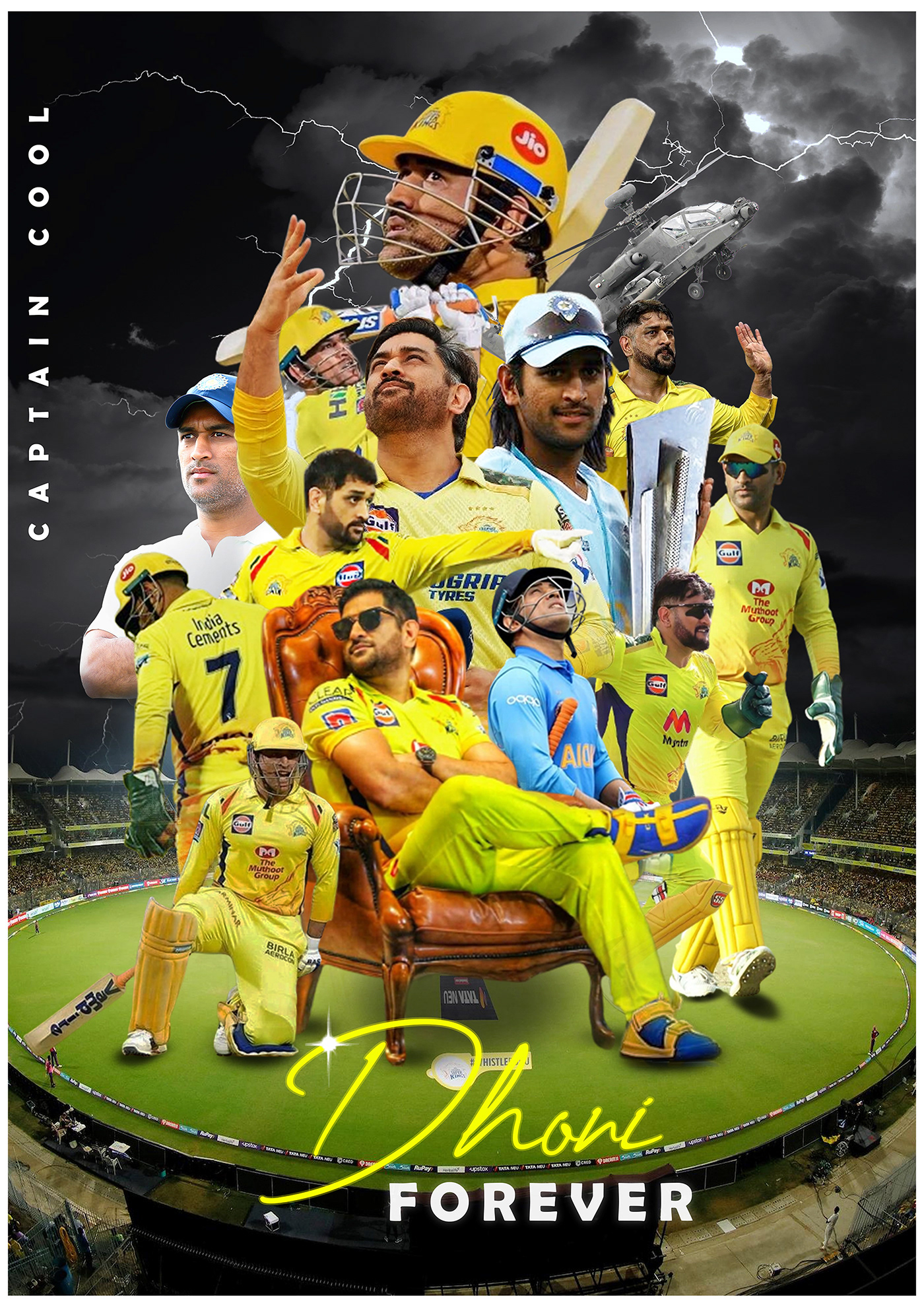 Dhoni csk IPL poster Graphic Designer Cricket TRENDING sports design MASKING