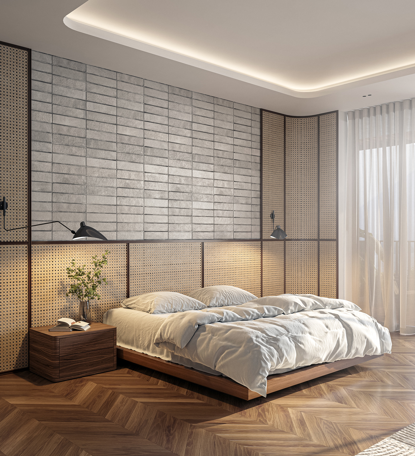 Japandi bedroom on Behance