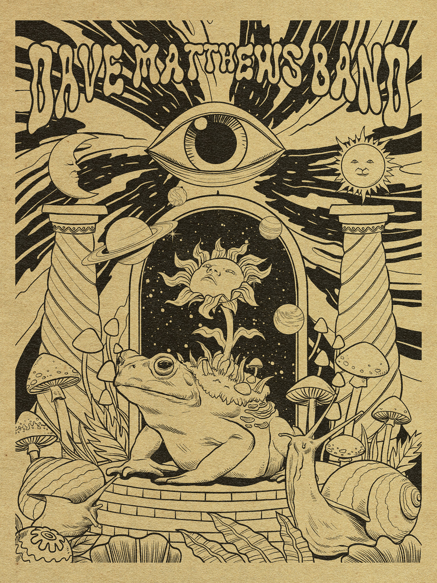 cosmic dave matthews band gig poster hollywood mushroom music Mystic portal poster psychedelic