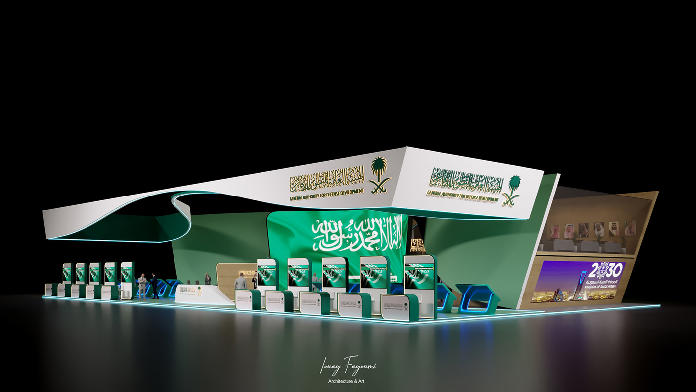 Exhibition  Stand booth Event Advertising  3D KSA dubai design brand identity