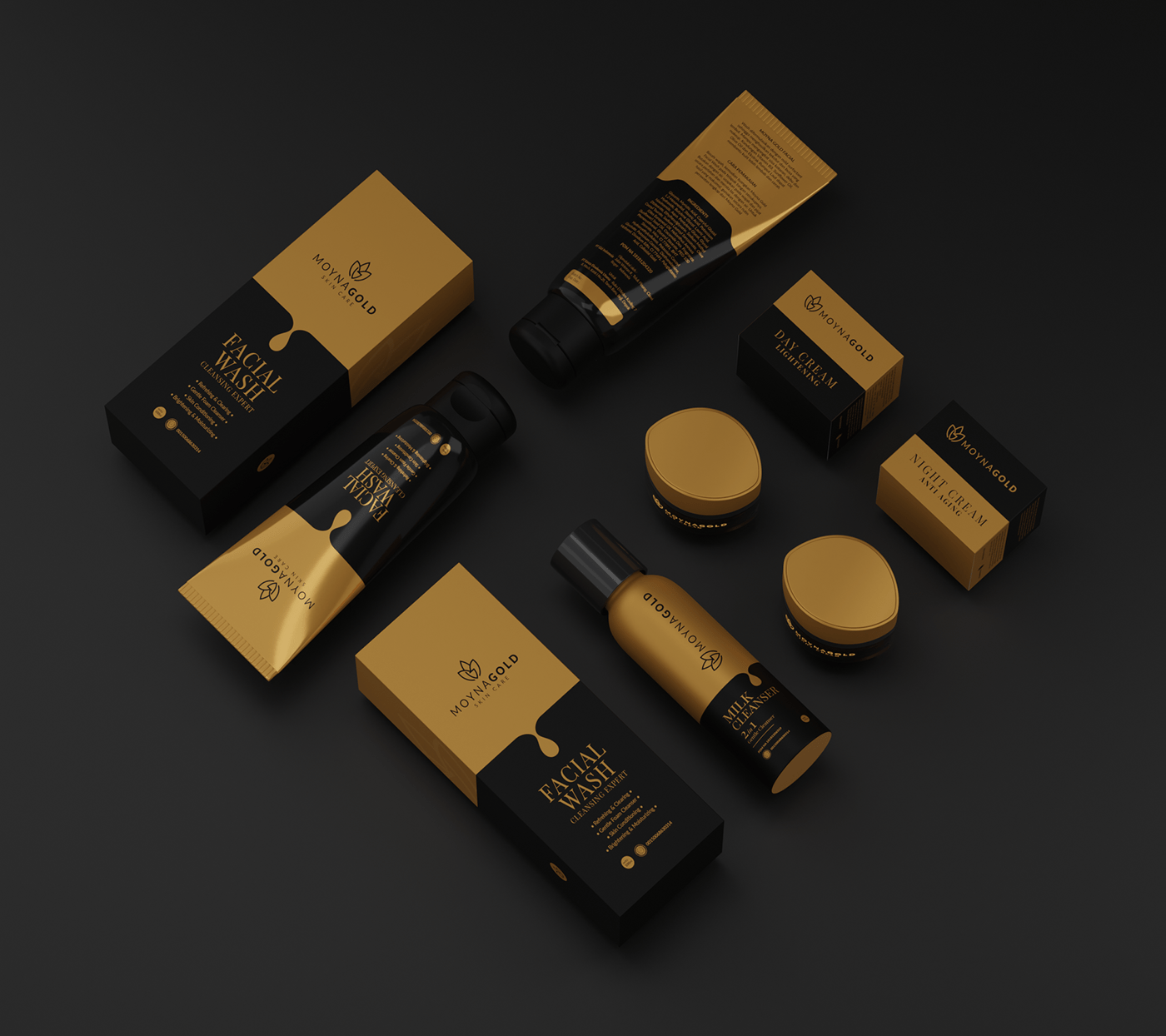 brand branding  Cosmetic Desain Kemasan  design gold graphic Kemasan Kosmetik Packaging