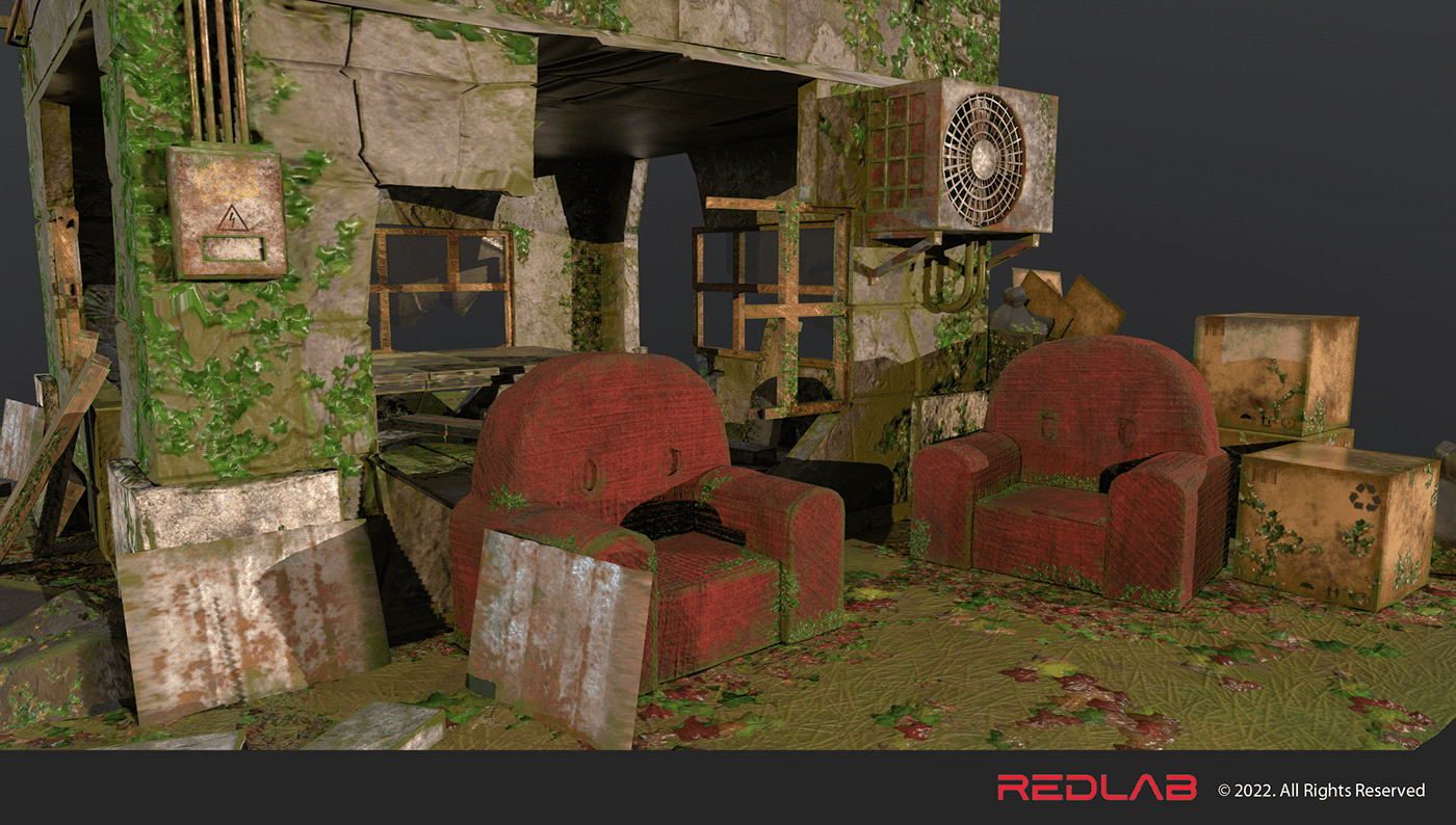 3d building 3d modeling abandoned places environment lighting Maya model Render texture visualization