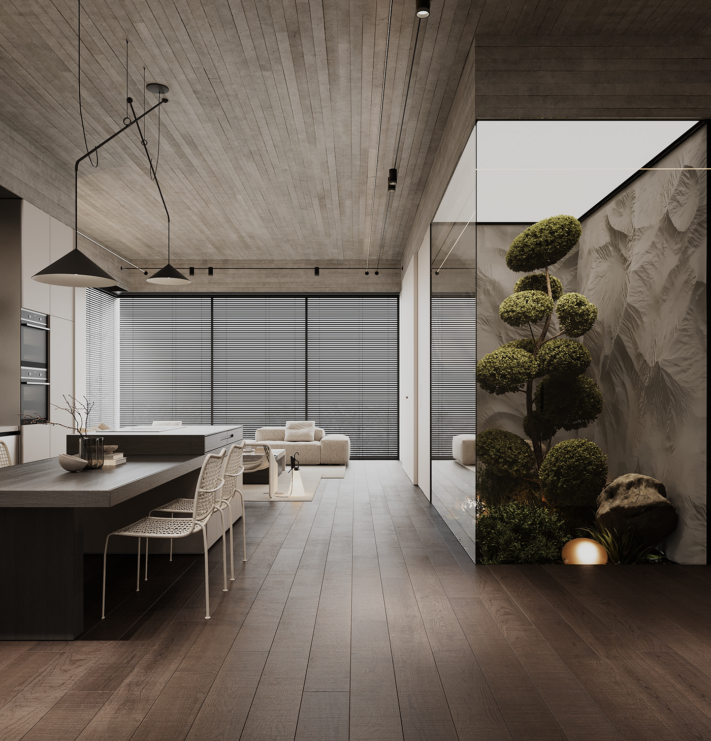 interior design  architecture 3ds max archviz CGI corona tolko Studia54 living room kitchen