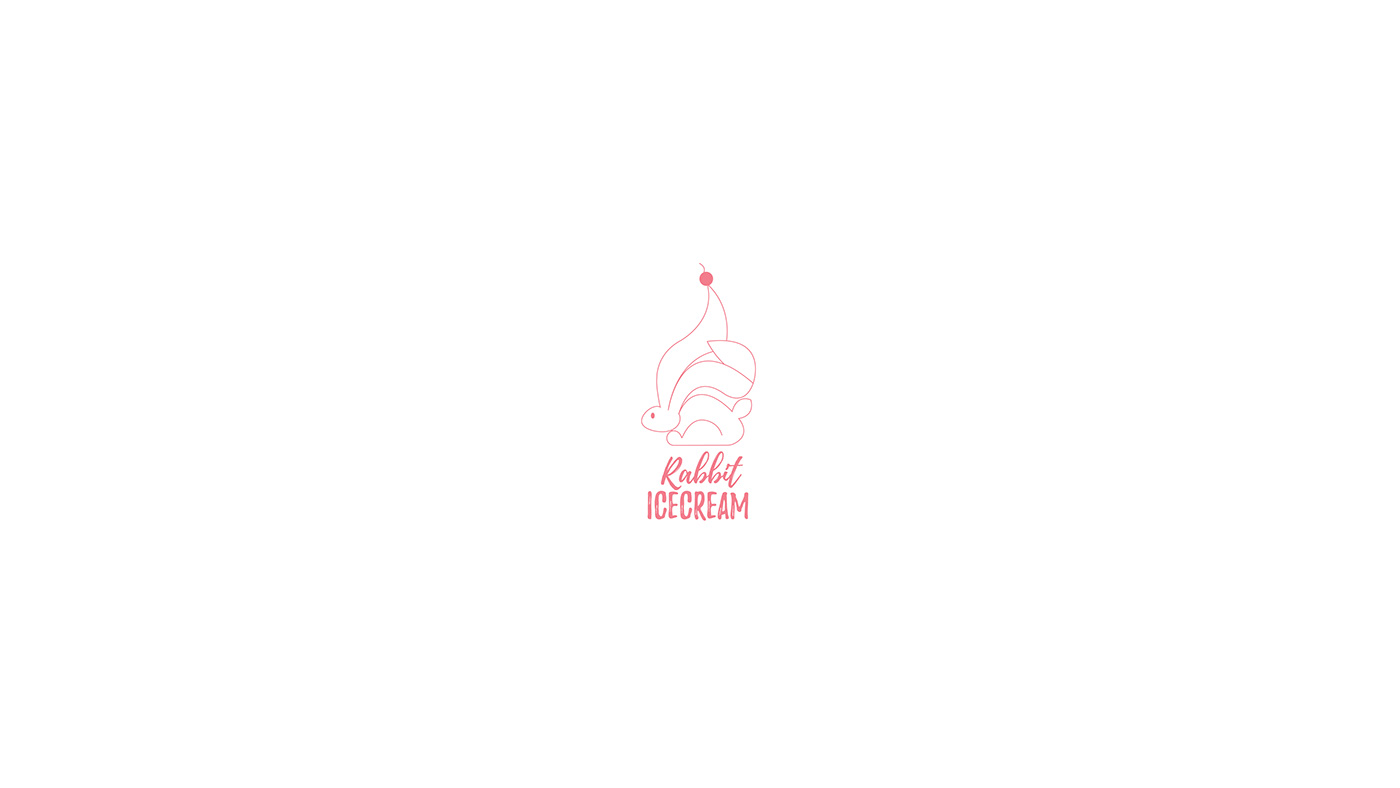 rabbit icecream design package brand identity cherry pink blue