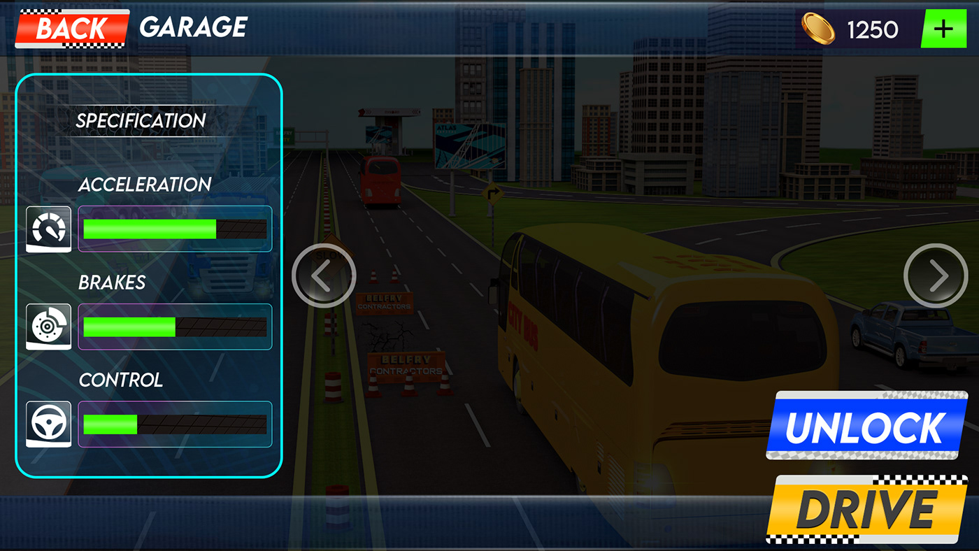 game ui Game Ui/UX game ui design game design  bus simulator Bus Simulation Game bus simulator game ui UI/UX user interface ui design