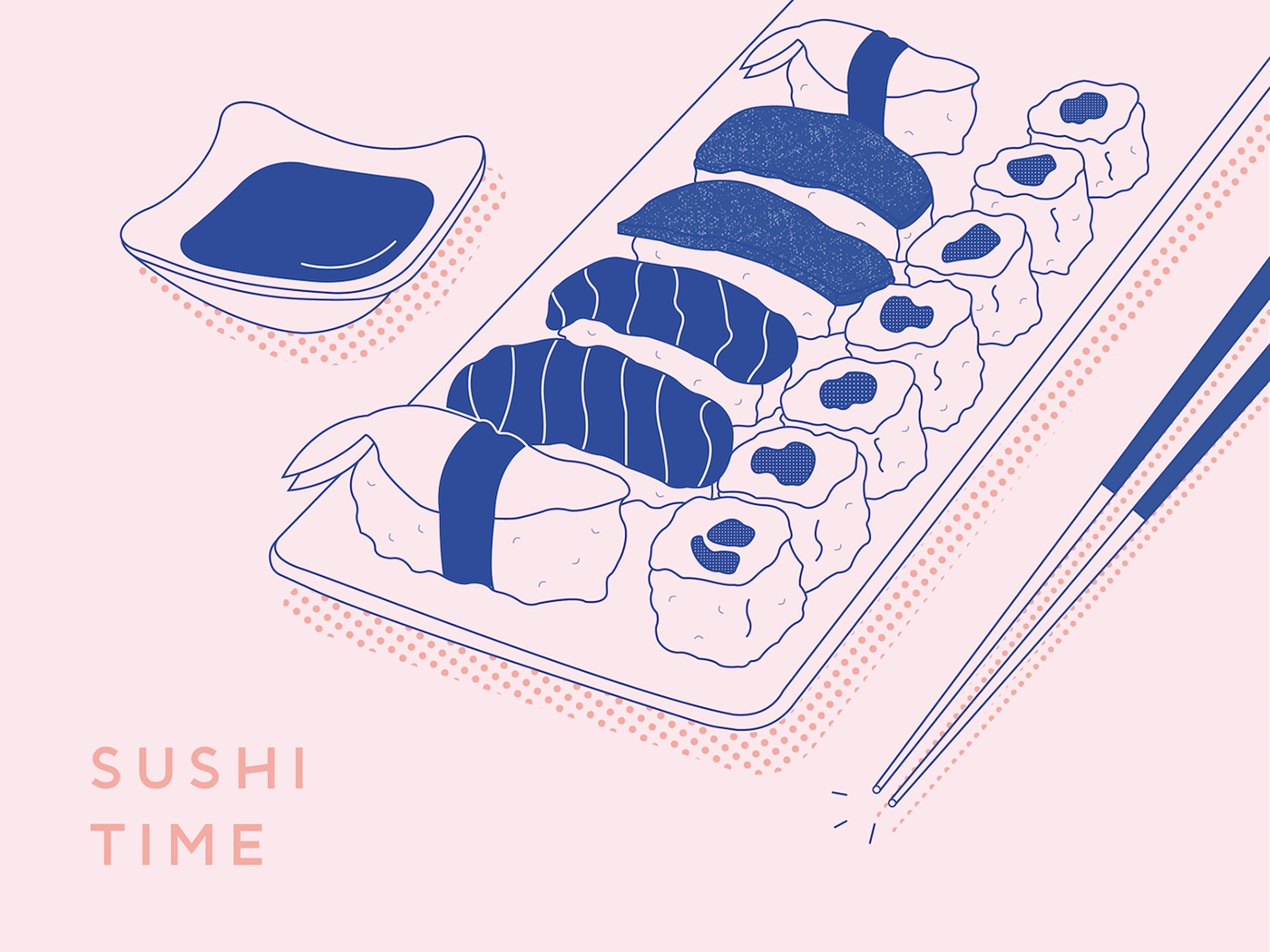 Sushi ILLUSTRATION  editorial design  japanese minimal simplistic nigiri