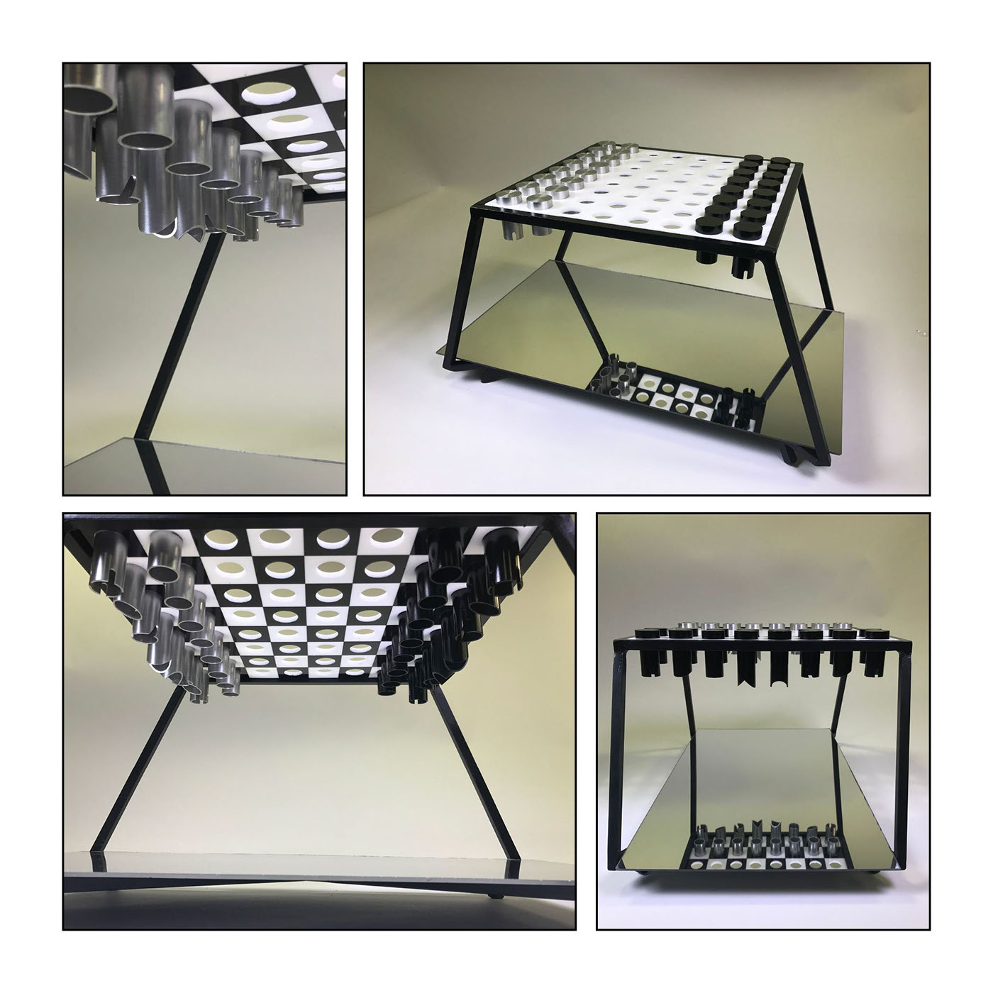 chess industrial design  aluminum monochrome black White steel fabrication product design  toy design 
