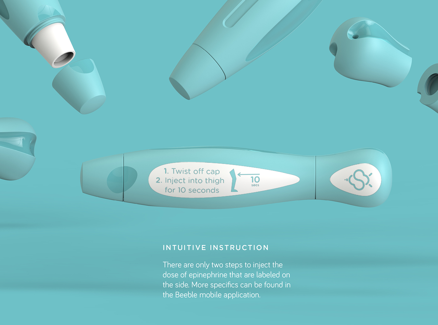 product design  industrial design  Packaging graphics EpiPen injection medical device medical sketching keyshot