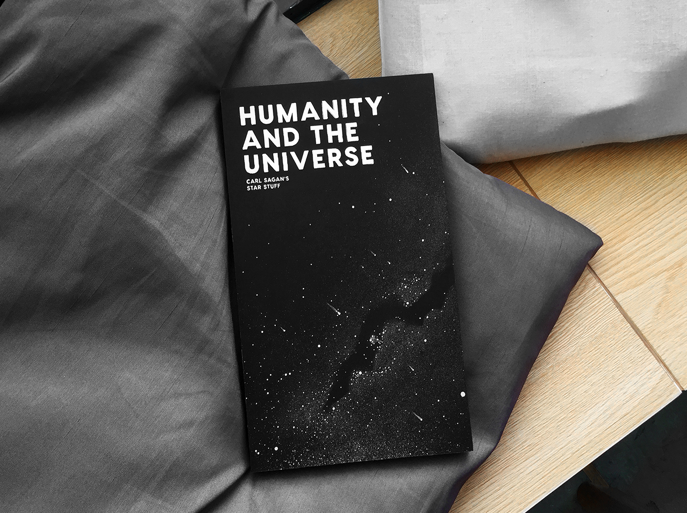 Bookdesign humanity universe editorial starstuff bookcover bookmaking InDesign Layout silkscreen