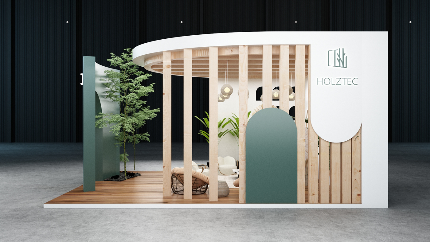 3ds max booth design exhibition stand booth Exhibition  Event bohostyle Biophilic Design Render le marche