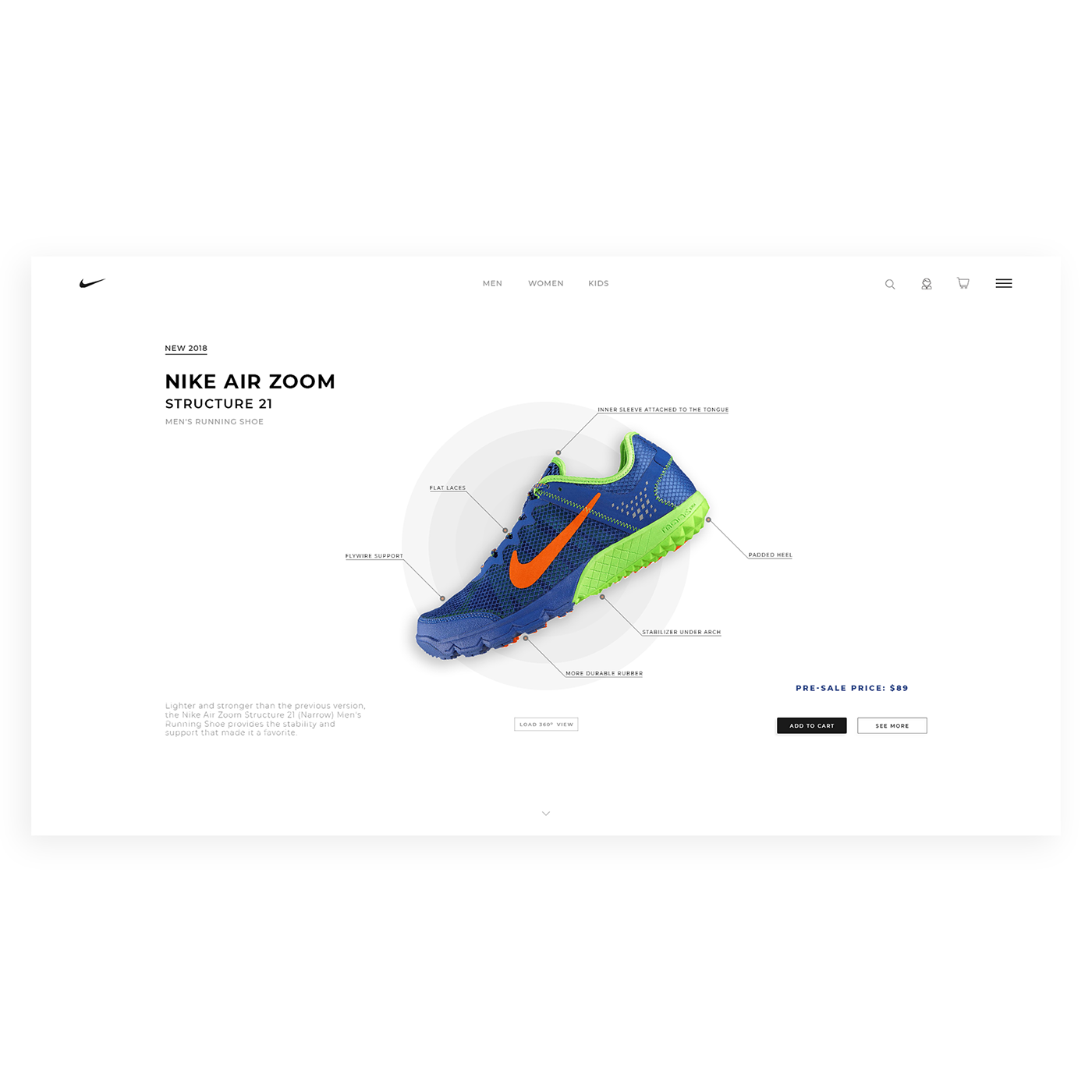 clean minimalist landing page Nike