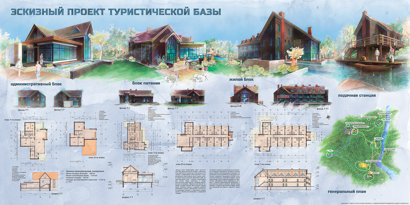 tourist base draft design Training Project Piranesi sketch graphics tablet Digital Art  architectural design wacom student project