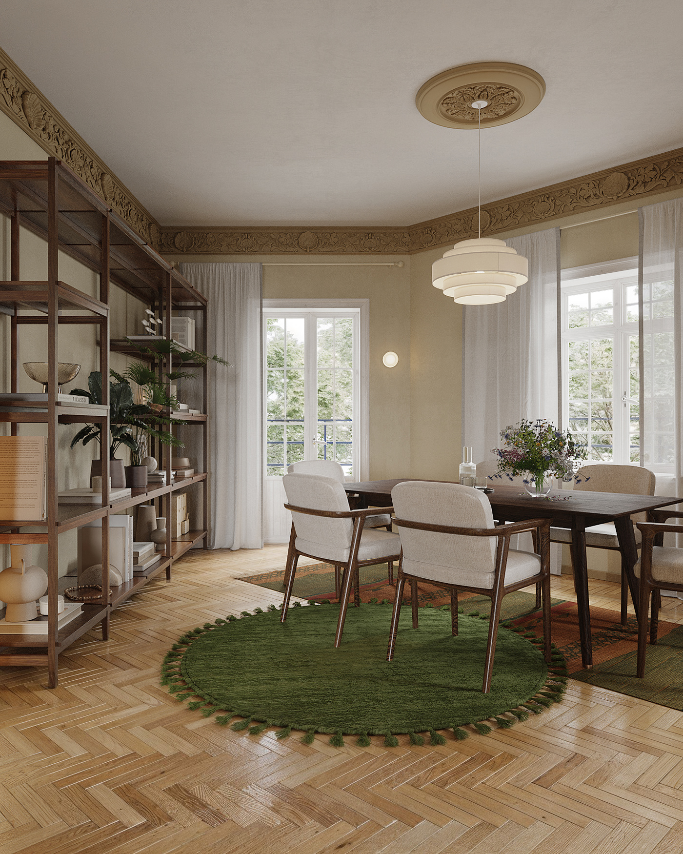 interior design  renovation old building CGI 3ds max 3D Visualization Render Interior apartment living room