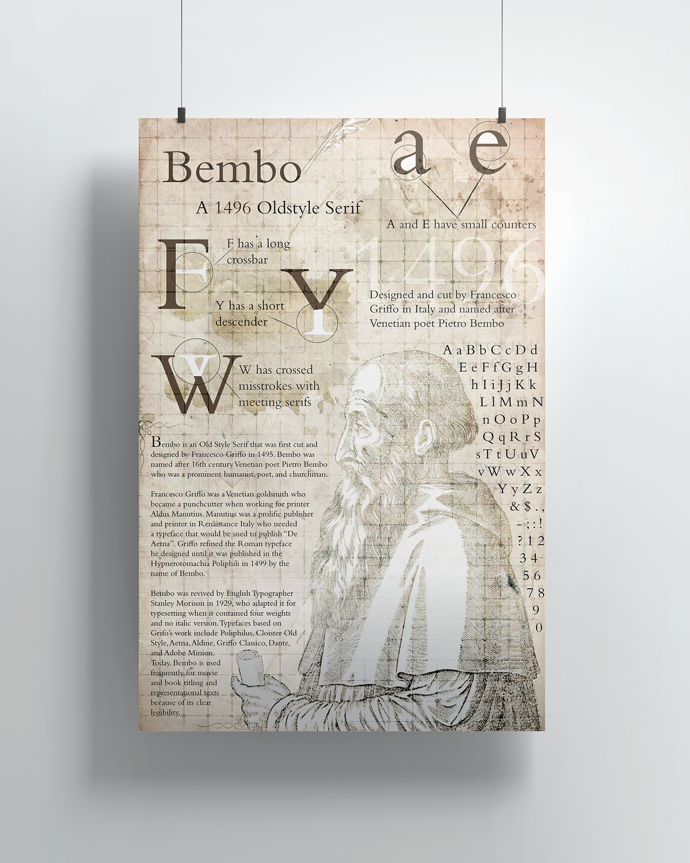 Bembo broadside design graphic design  poster typography  