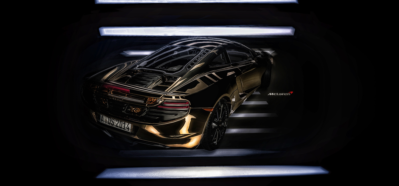 McLaren 12c CGI 3D VRED 3dsmax car gold concept lights mclaren12c supercar Sportscar studio