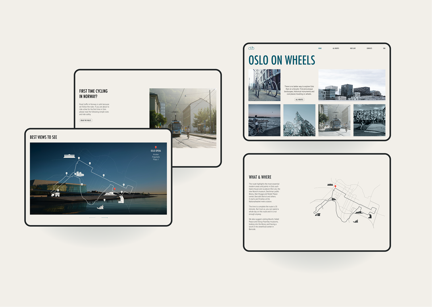 Bicycle Bike design map norway oslo Responsive routes Travel ux/ui