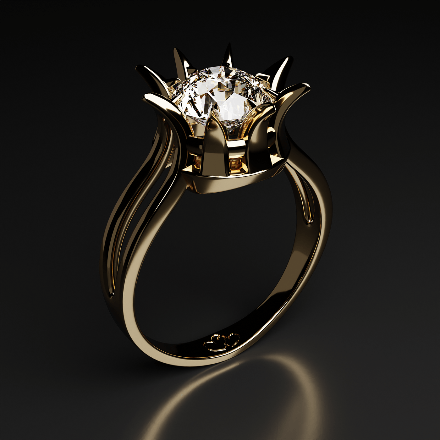 3D anel blender diamante diamond  gold luxcore ouro ring